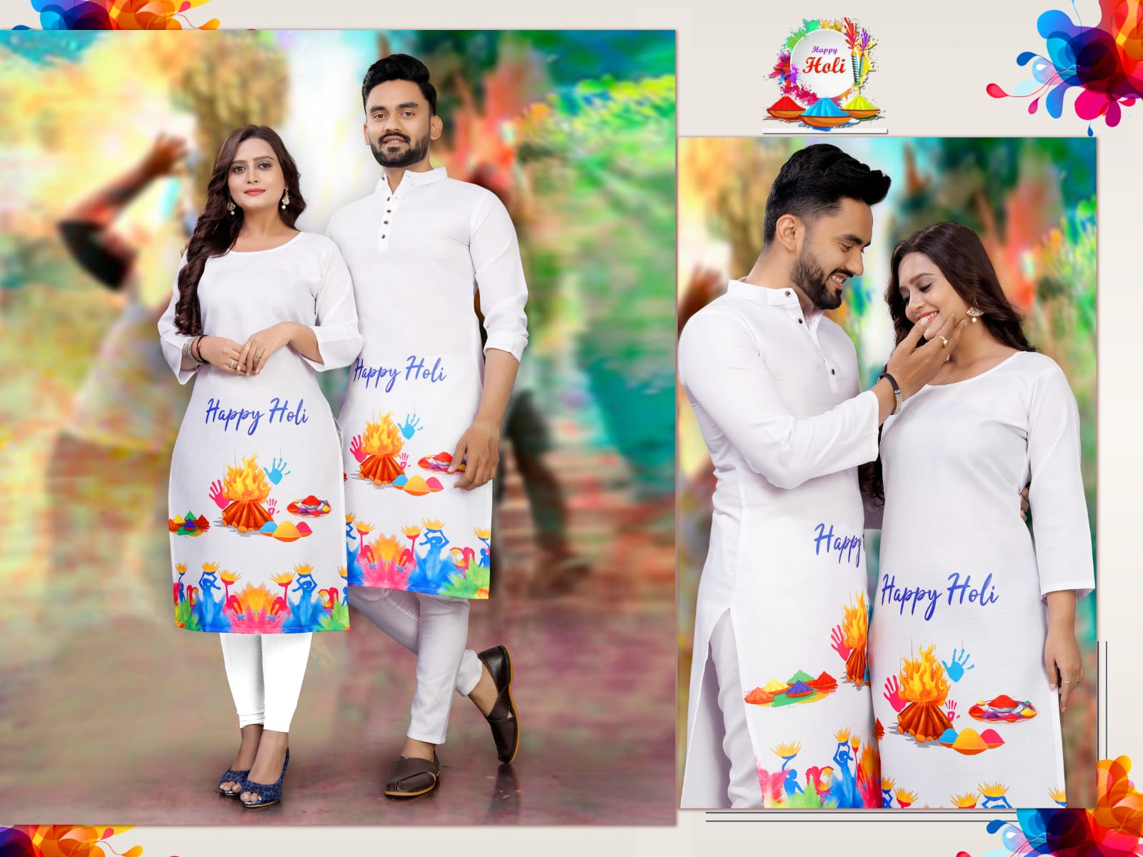 Holi couple pose ideas: Fun and colorful photo inspirations